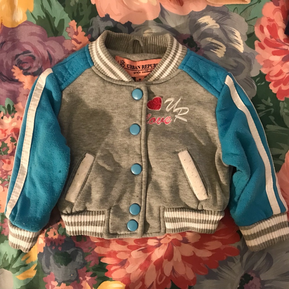 Urban Republic Gray/Blue Varsity Bomber - 18M